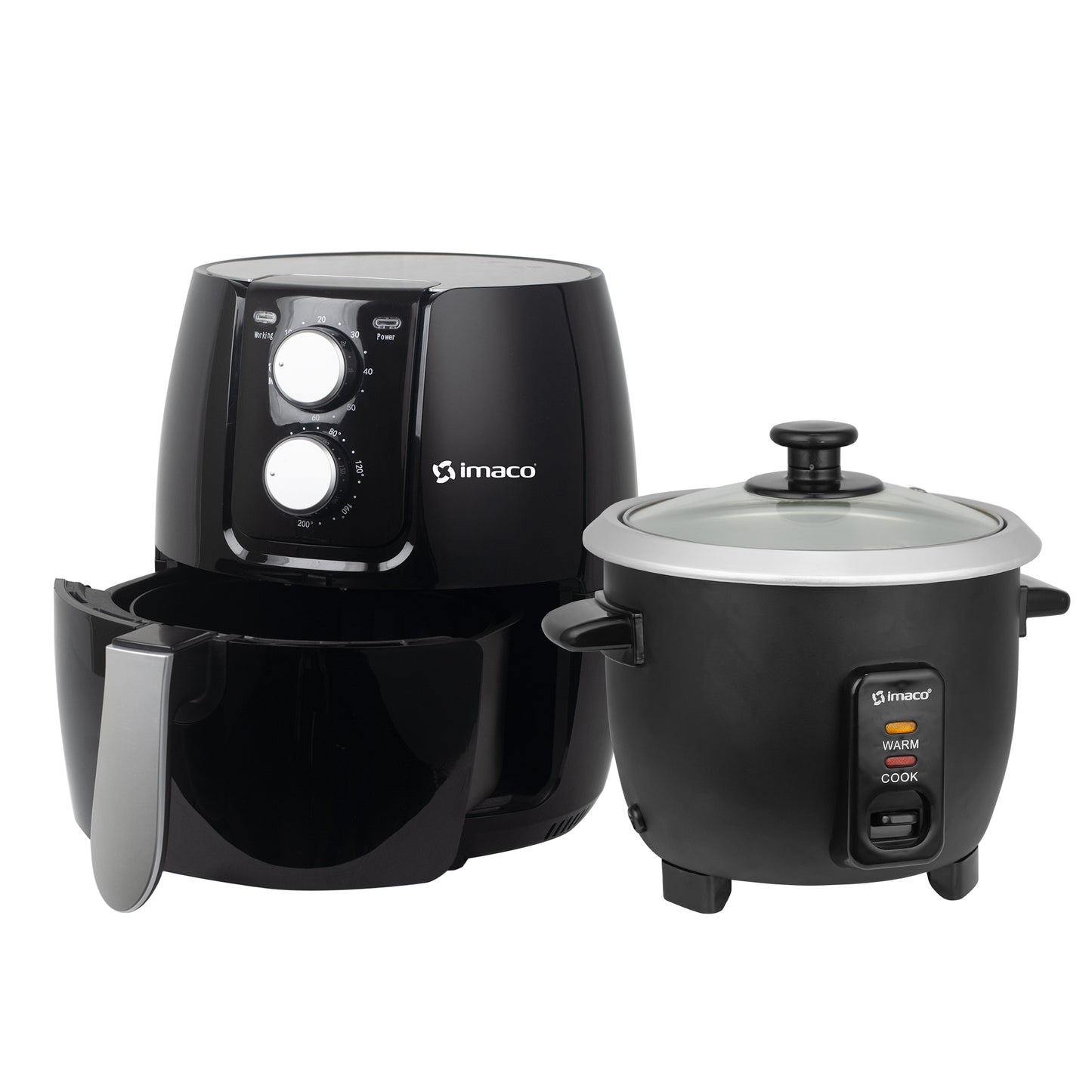 Combo freidora de aire 2.6 litros + olla arrocera 0.6lts imaco
