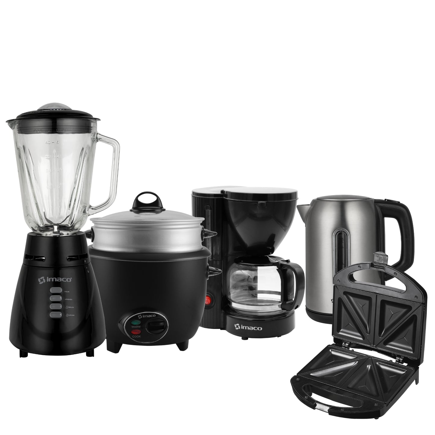 Pentacombo Licuadora + Sandwichera + Olla arrocera + Hervidor + cafetera Imaco