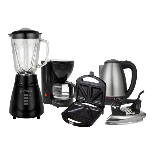 Pentacombo Licuadora BL4125VN + Hervidor KE1801 + Sandwichera IST101N + Cafetera ICM608N + Plancha i1700