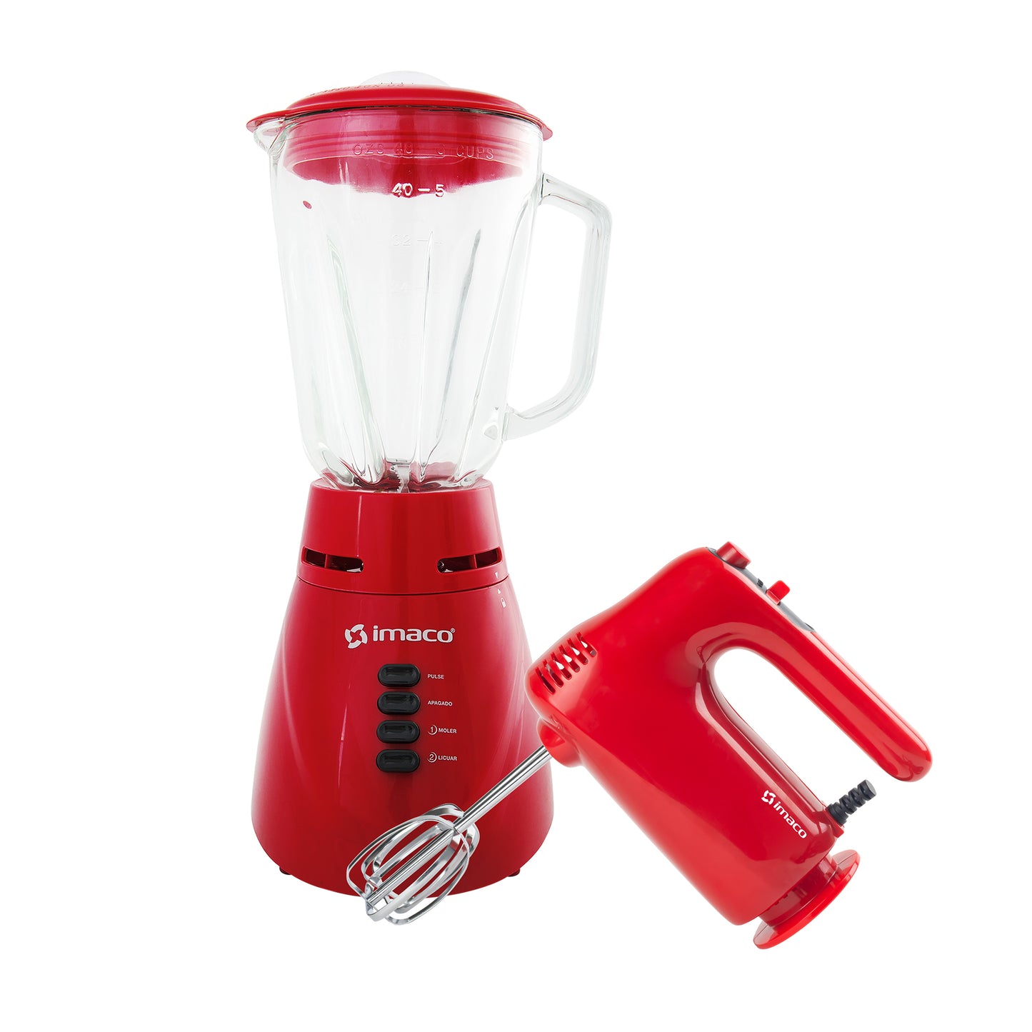Combo Licuadora v/v 2 vel 1.5 litros 500w bl4125vr + Batidora De Mano 150W Rojo HM505R