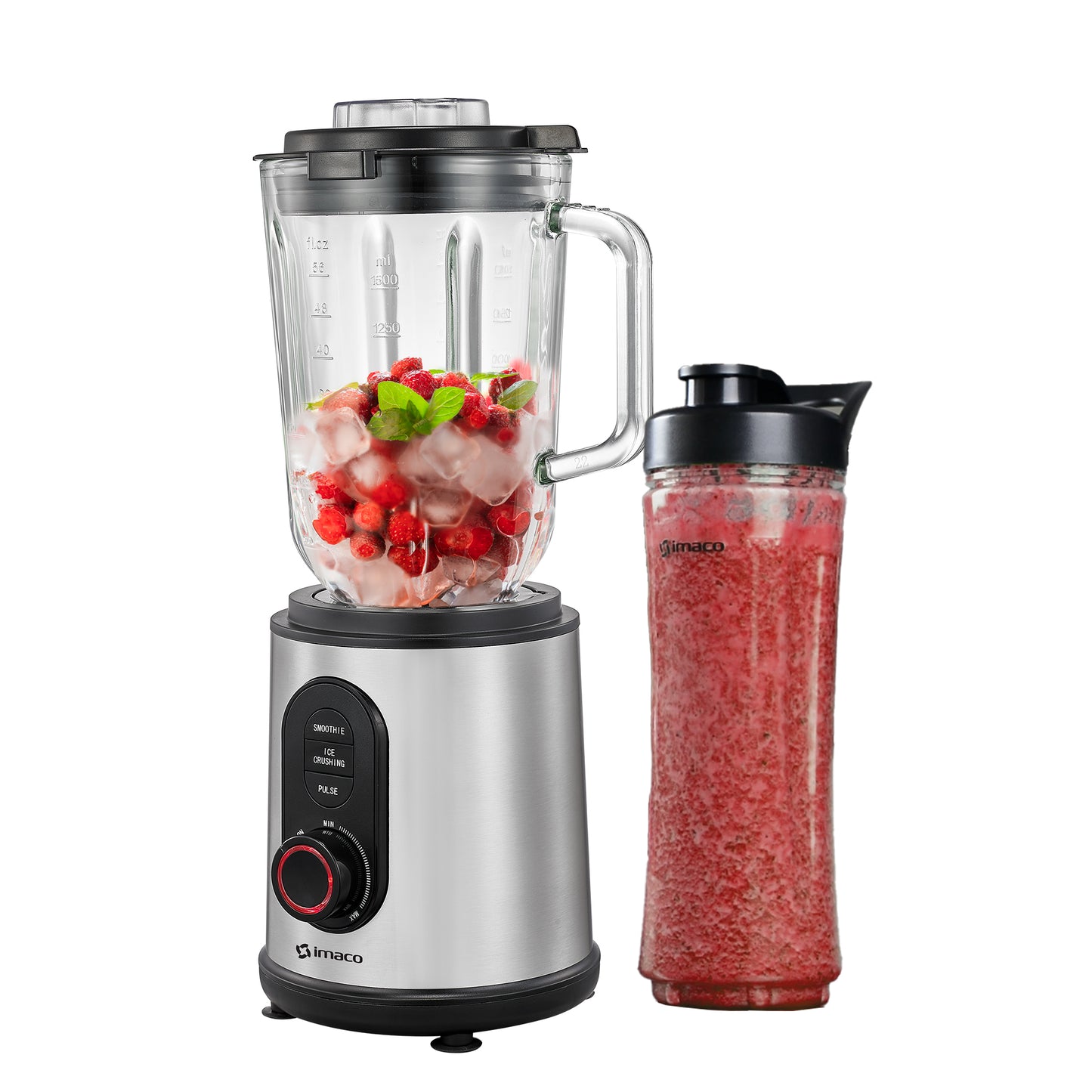 Licuadora Acero 1.5 litros 1200w v/v + vaso to go BLS1260 Imaco