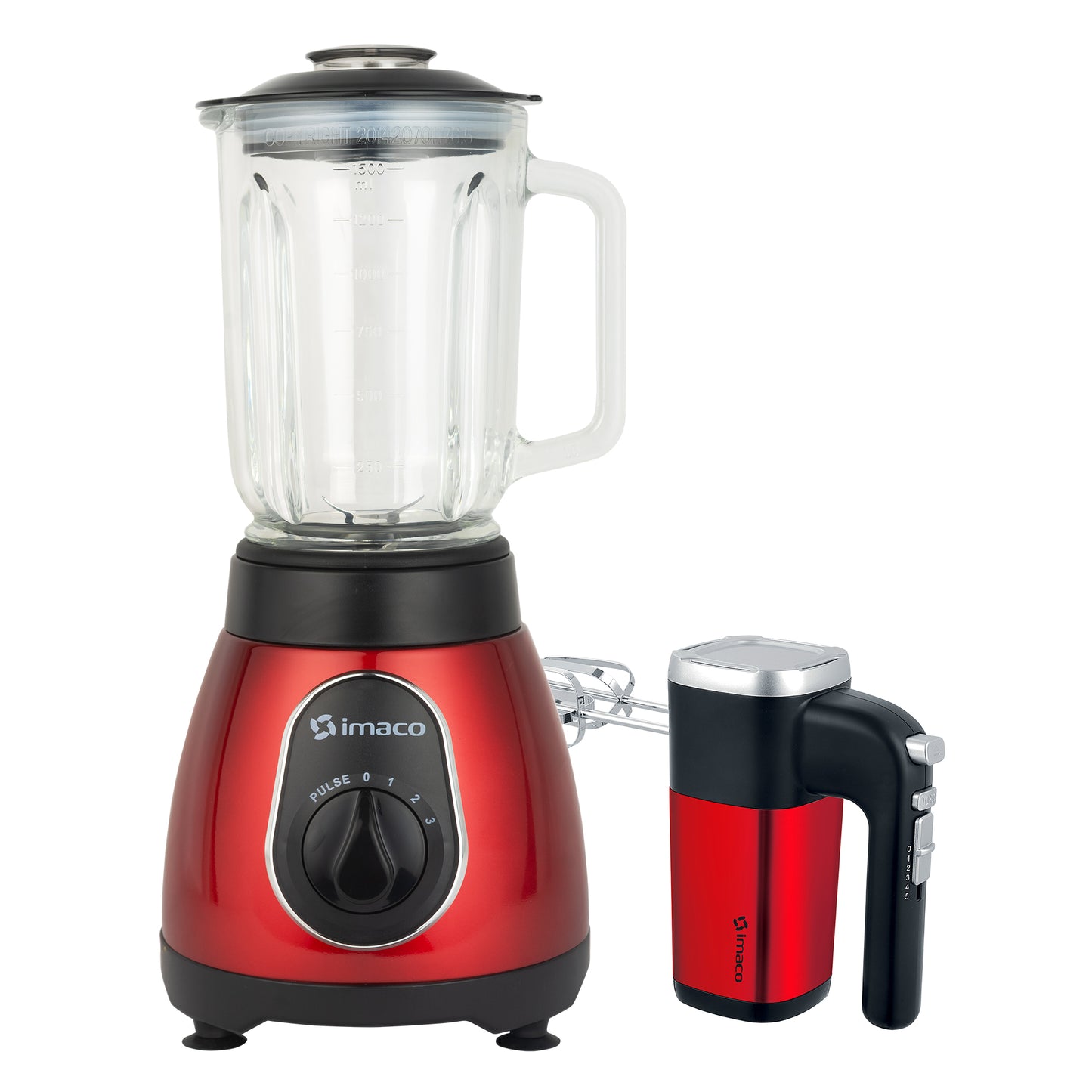 Combo licuadora 1.5 lt bls5388r 3v+pulsador 500w+Batidora de mano acero inox 400w HM400R Imaco