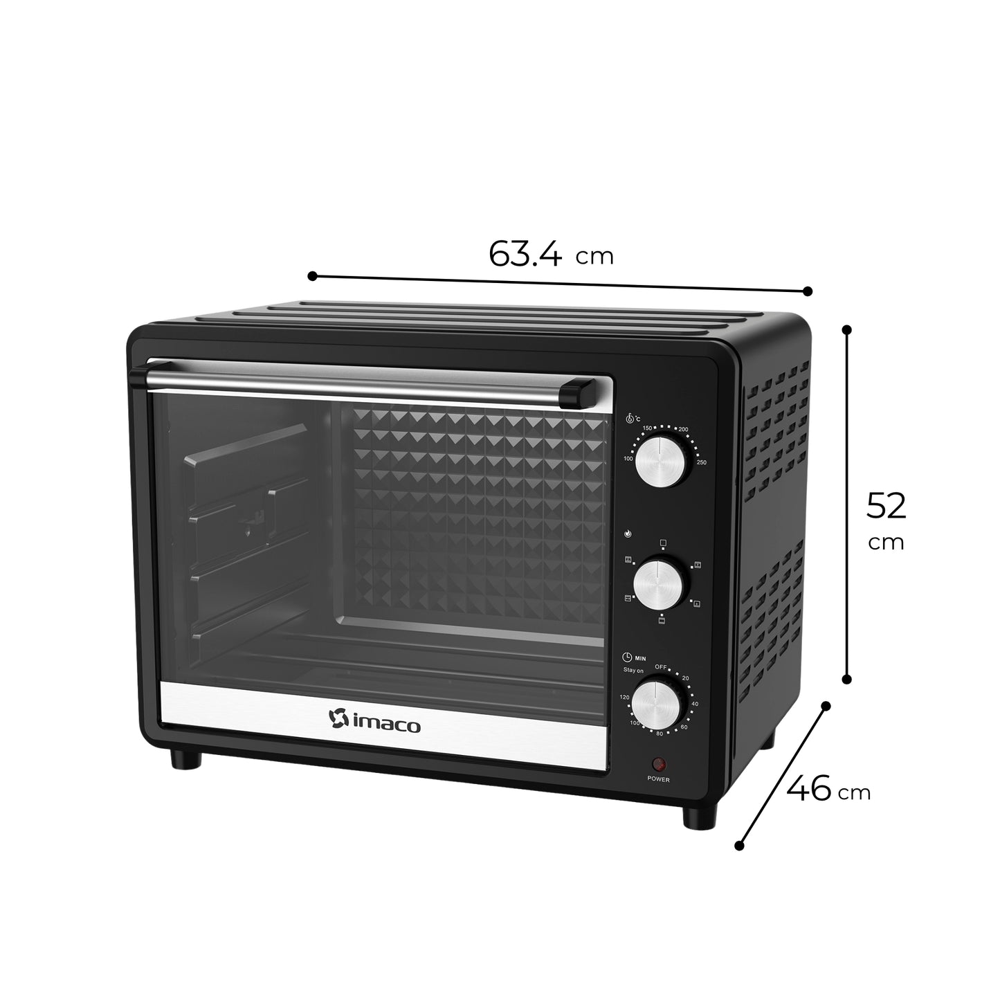 Horno eléctrico negro 55 litros c/rosticero HEB55R Imaco