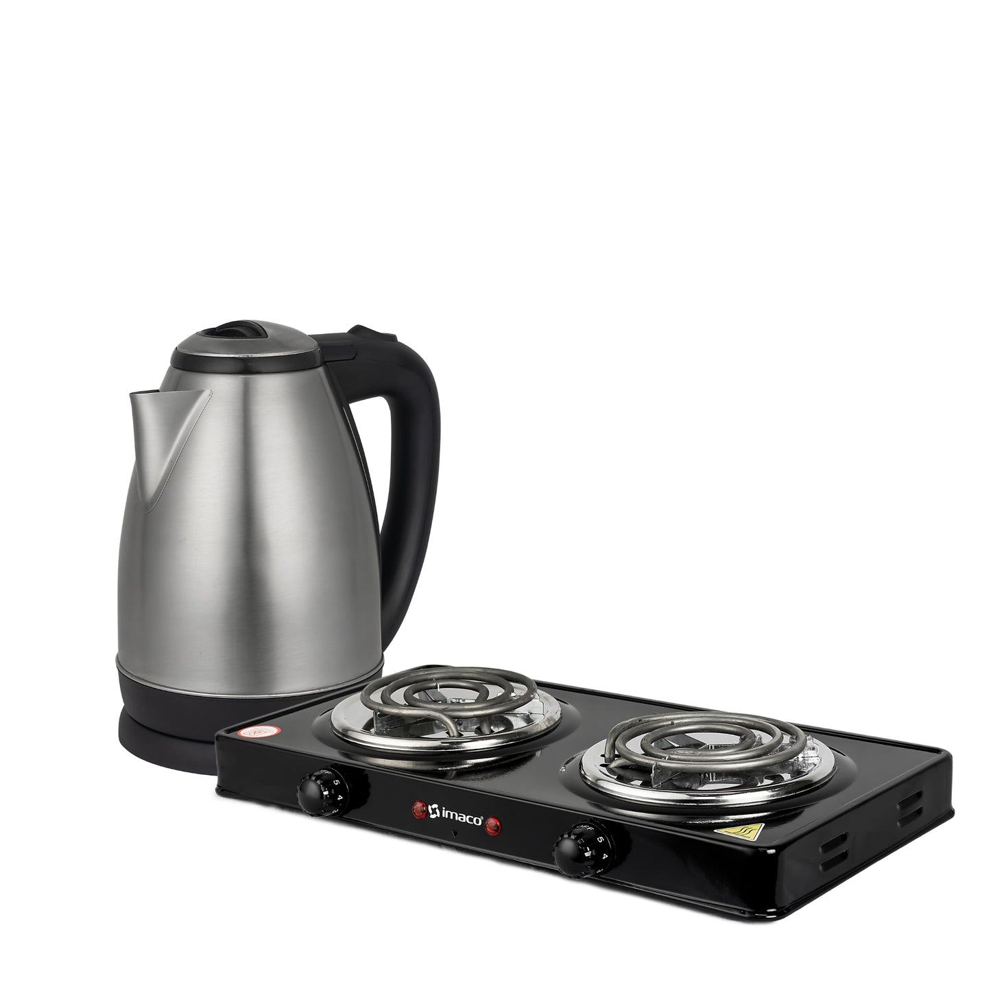 Combo cocina elect de mesa 2 hornillas + hervidor metálico 1.8l ke1801 Imaco