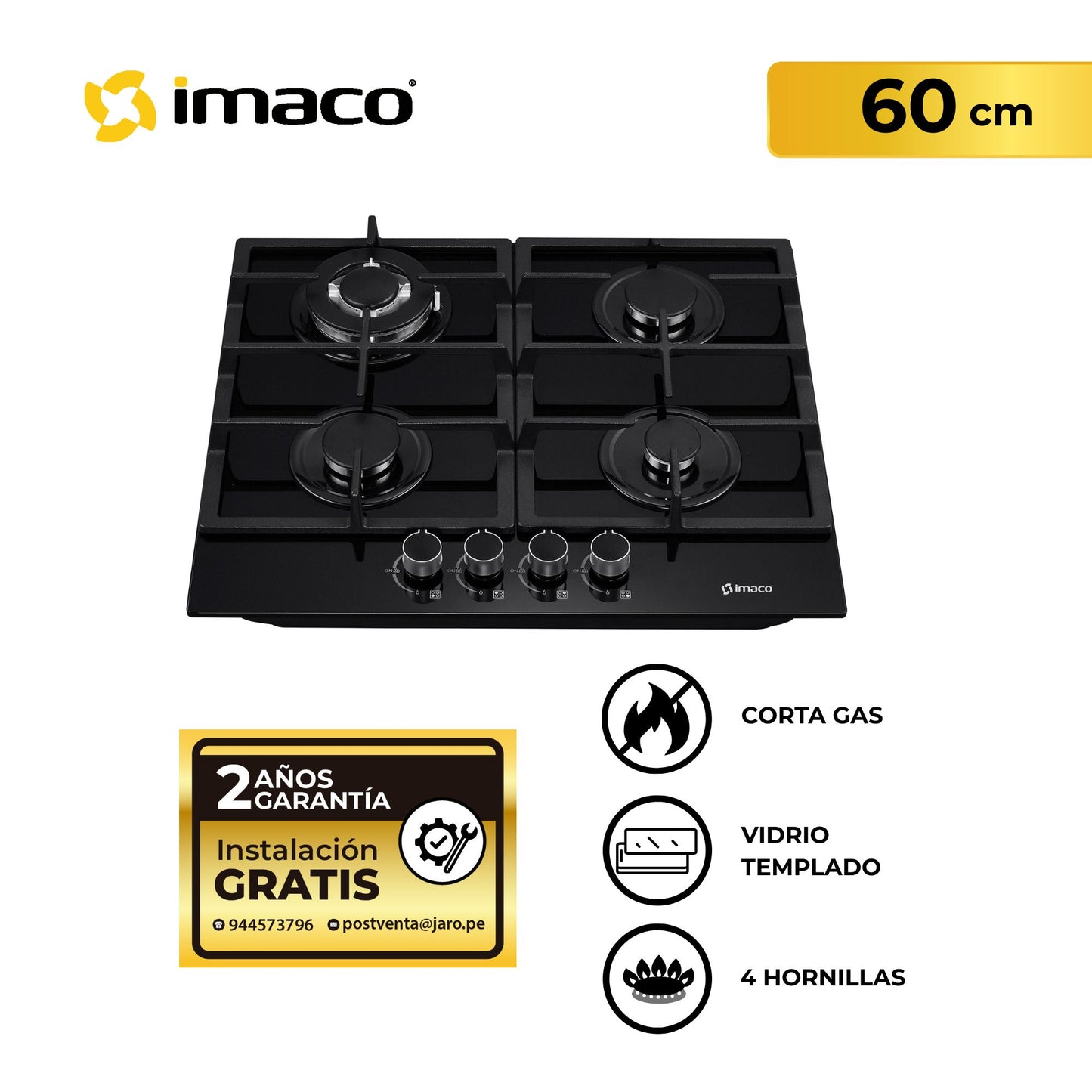 Cocina empotrable Gas X4 Quemadores IENC60 Imaco