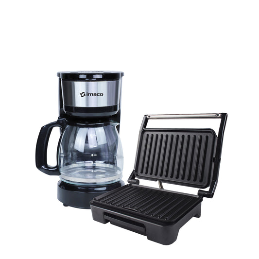 Combo Cafetera electrica 12 tazas + Mini grill panini Imaco