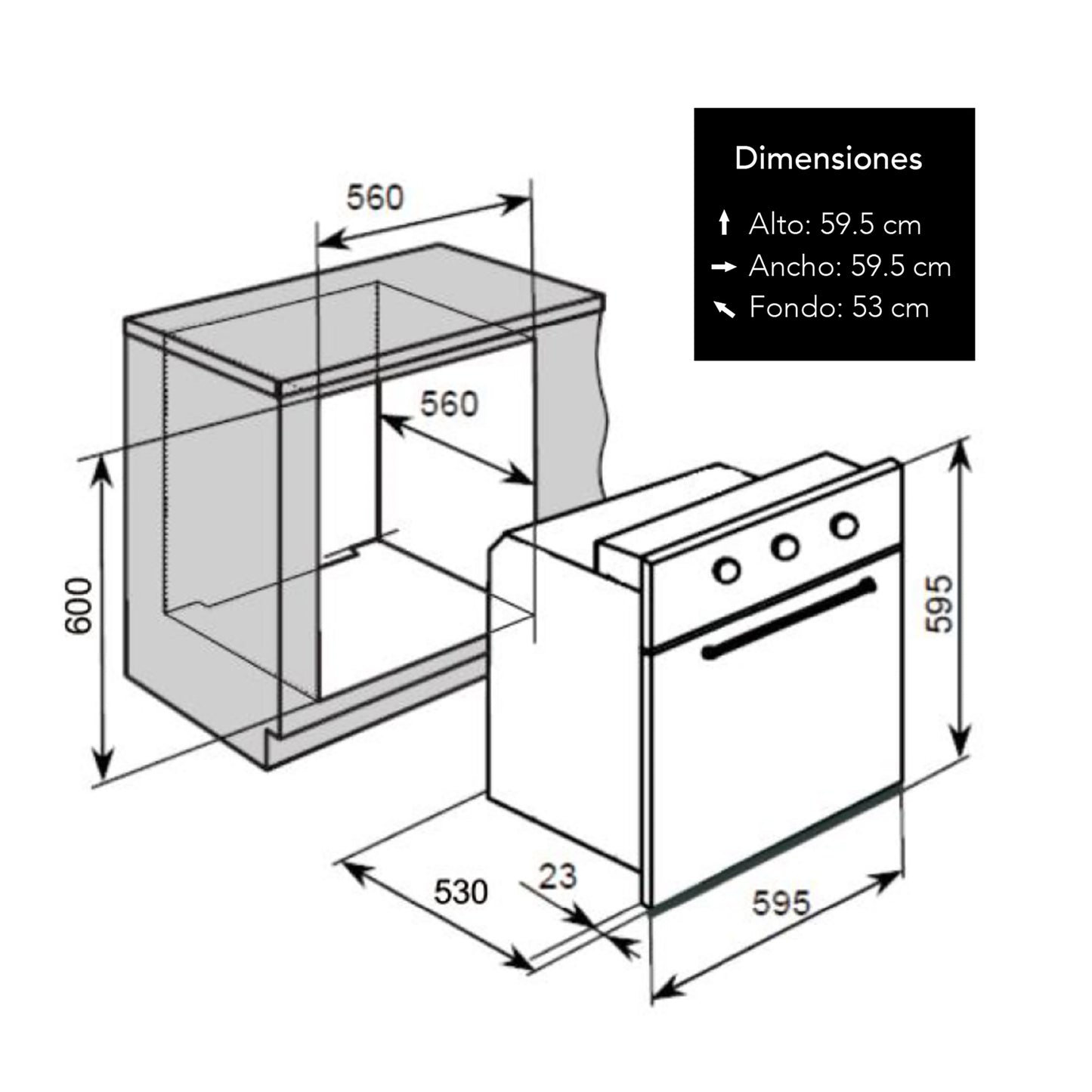Horno empotrable eléctrico 61Lt IHED65 Imaco
