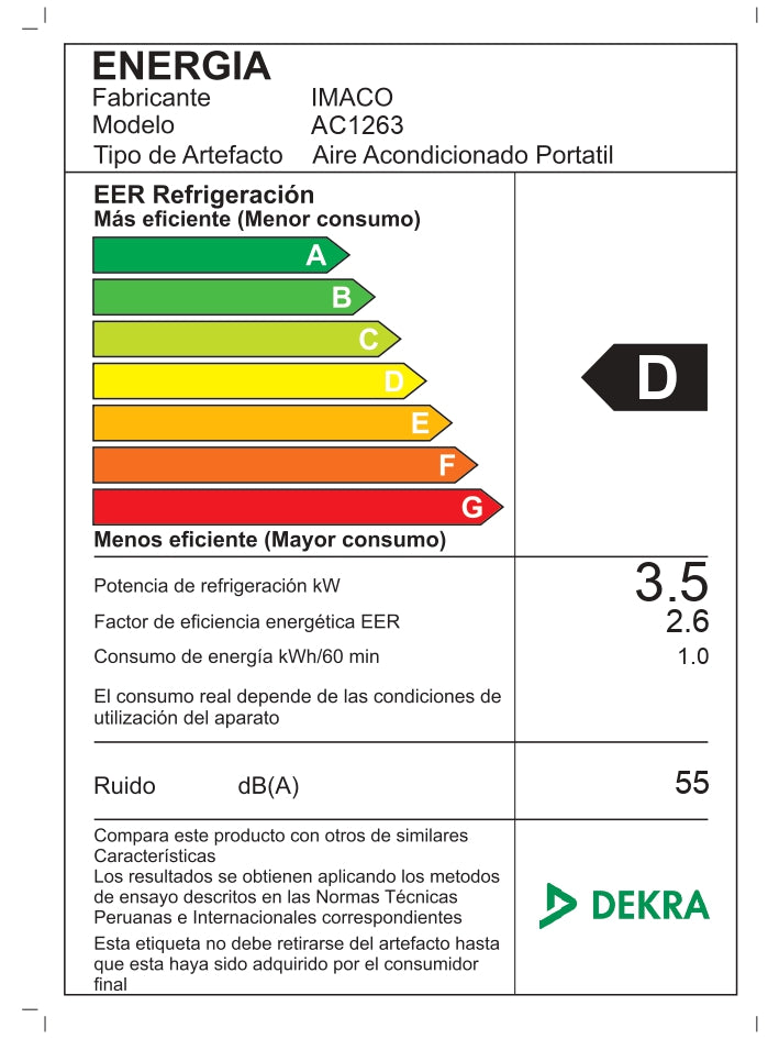 Aire Acondicionado Port Digital 12000 BTU AC1263 Imaco