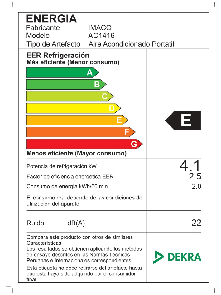 Aire Acondicionado Frio 14,000 BTU AC1416 Imaco