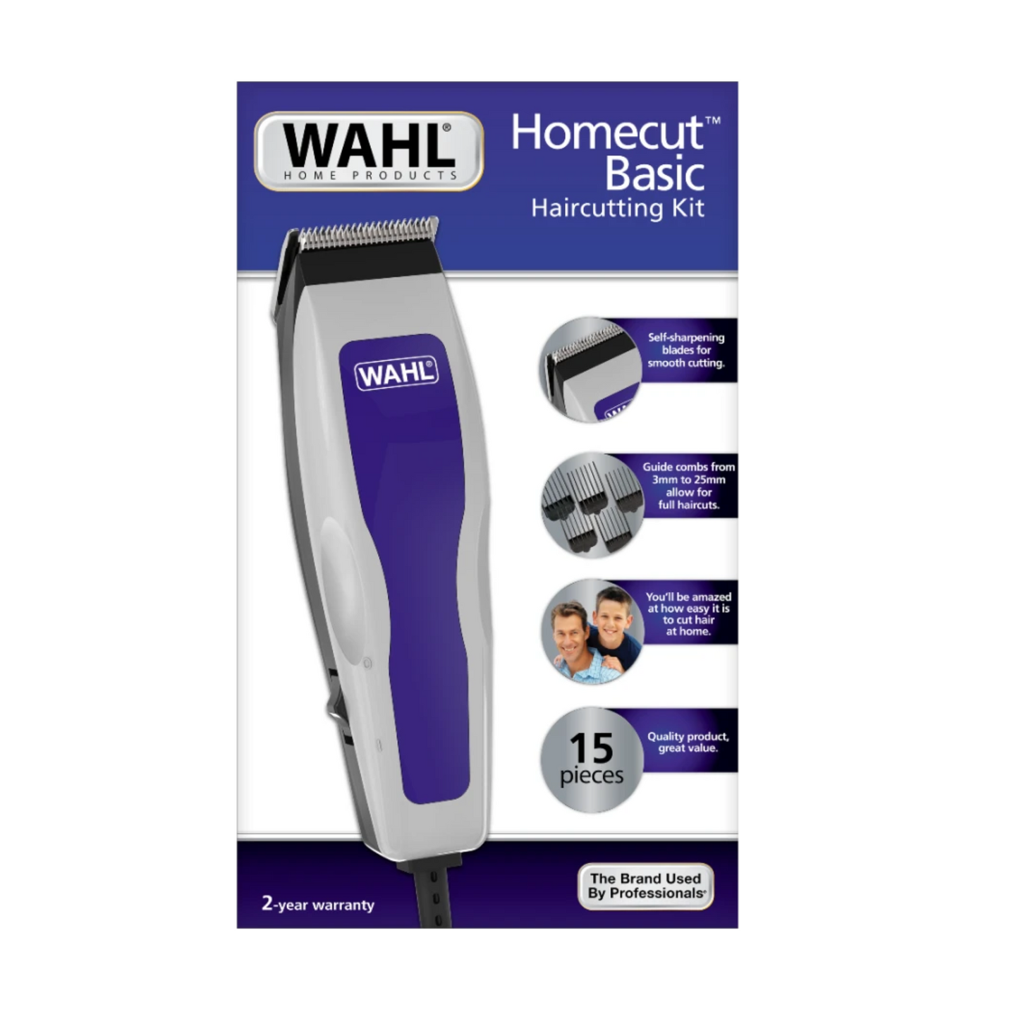 Combo cortadora de cabello groomsman + cortadora de cabello home cut basic wahl