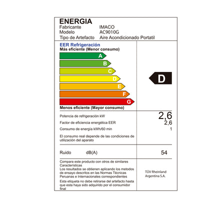 Aire Acondicionado Portatil 9000 BTU AC9010G Imaco