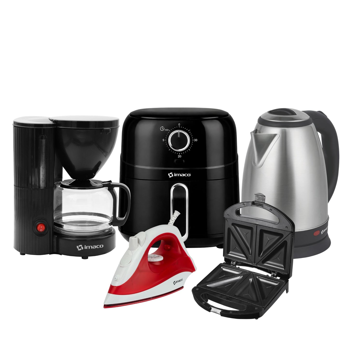 Pentacombo Freidora + Cafetera + Hervidor + Sandwichera + Plancha Imaco