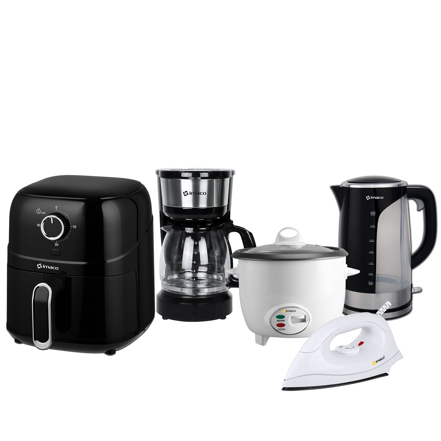 Pentacombo Freidora + Cafetera + Hervidor + Olla + Plancha Imaco