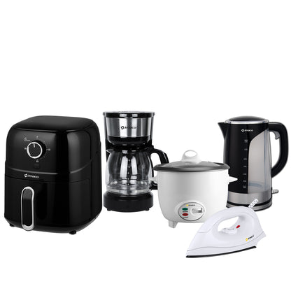 Pentacombo Freidora + Cafetera + Hervidor + Olla + Plancha Imaco