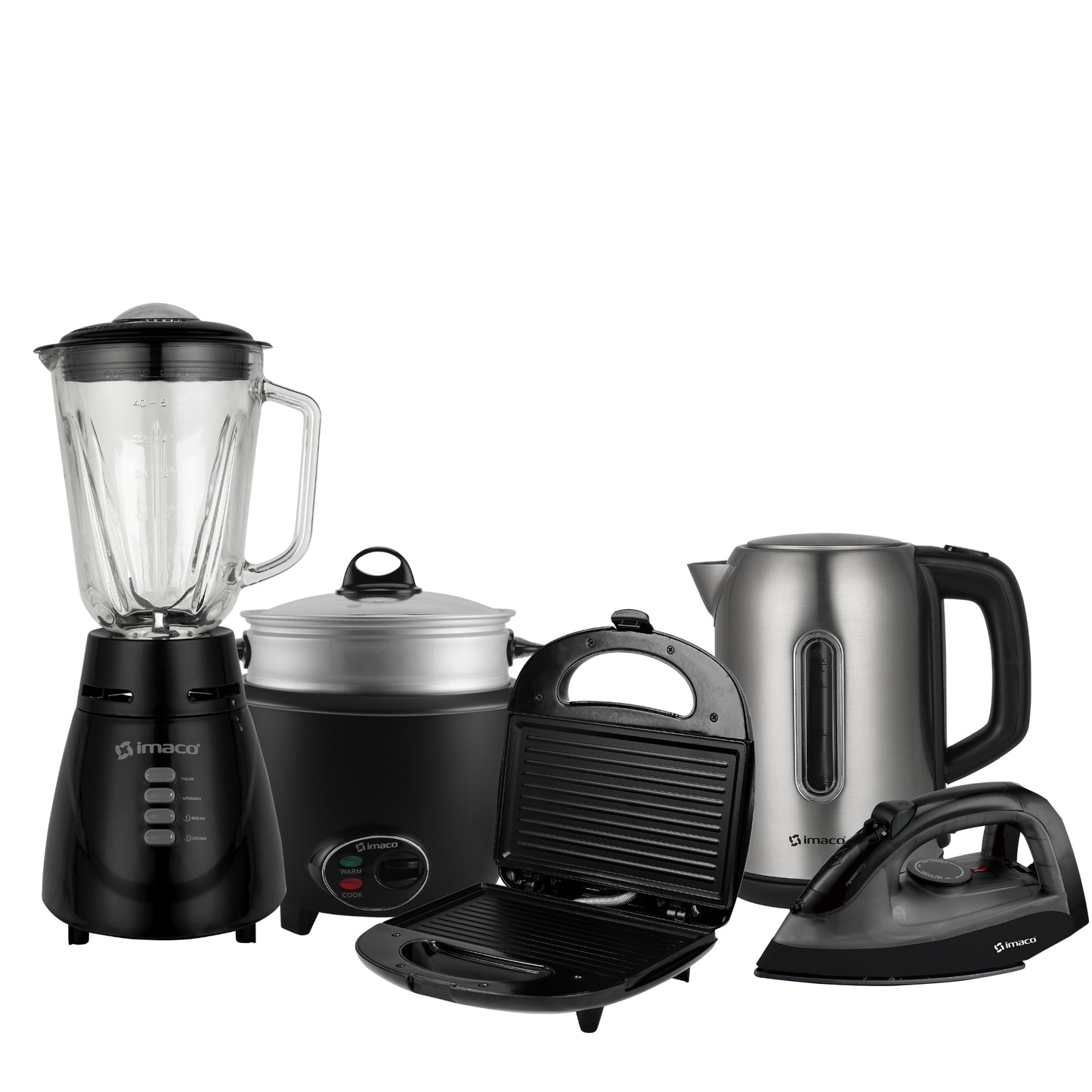 Pentacombo Licuadora + Sandwichera Grill + Olla arrocera + Hervidor + plancha Imaco
