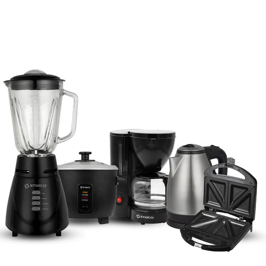 Pentacombo Licuadora BL4125VN + Olla arrocera 0.6Lt + Hervidor 1.8lts + Sandwichera 2 panes + Cafetera Electrica 6 Tazas