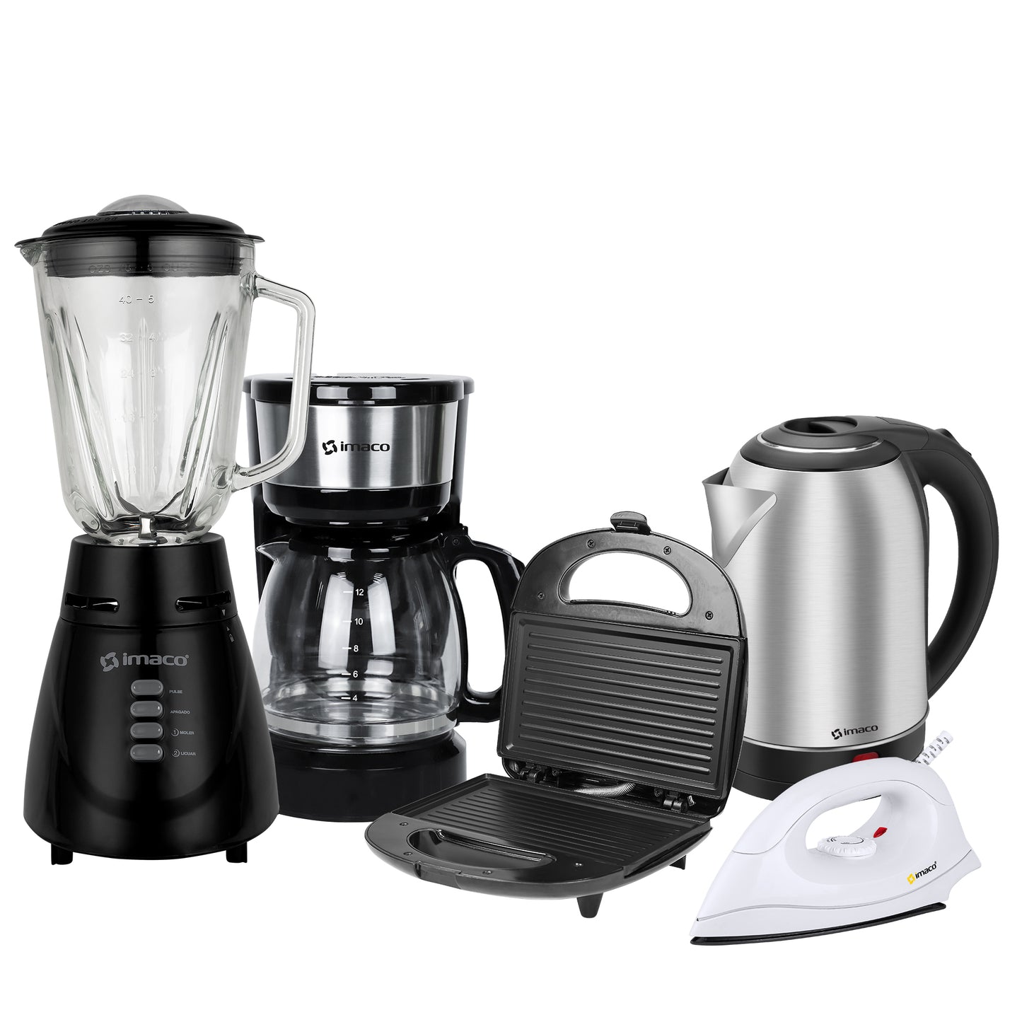 Penta-combo Licuadora + Hervidor + Grill + Cafetera + Plancha Imaco