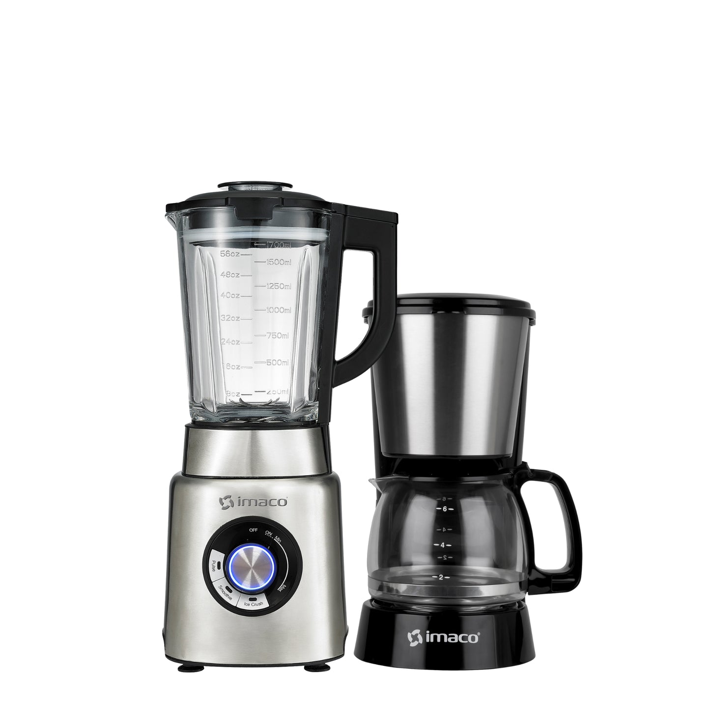 Combo Licuadora 1.7 litros acero inox 1400w BLS1417 + Cafetera Electrica 6 Tazas 650W CM6065 Imaco