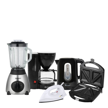 Pentacombo Licuadora+Sandwichera +Hervidor+Cafetera+Plancha