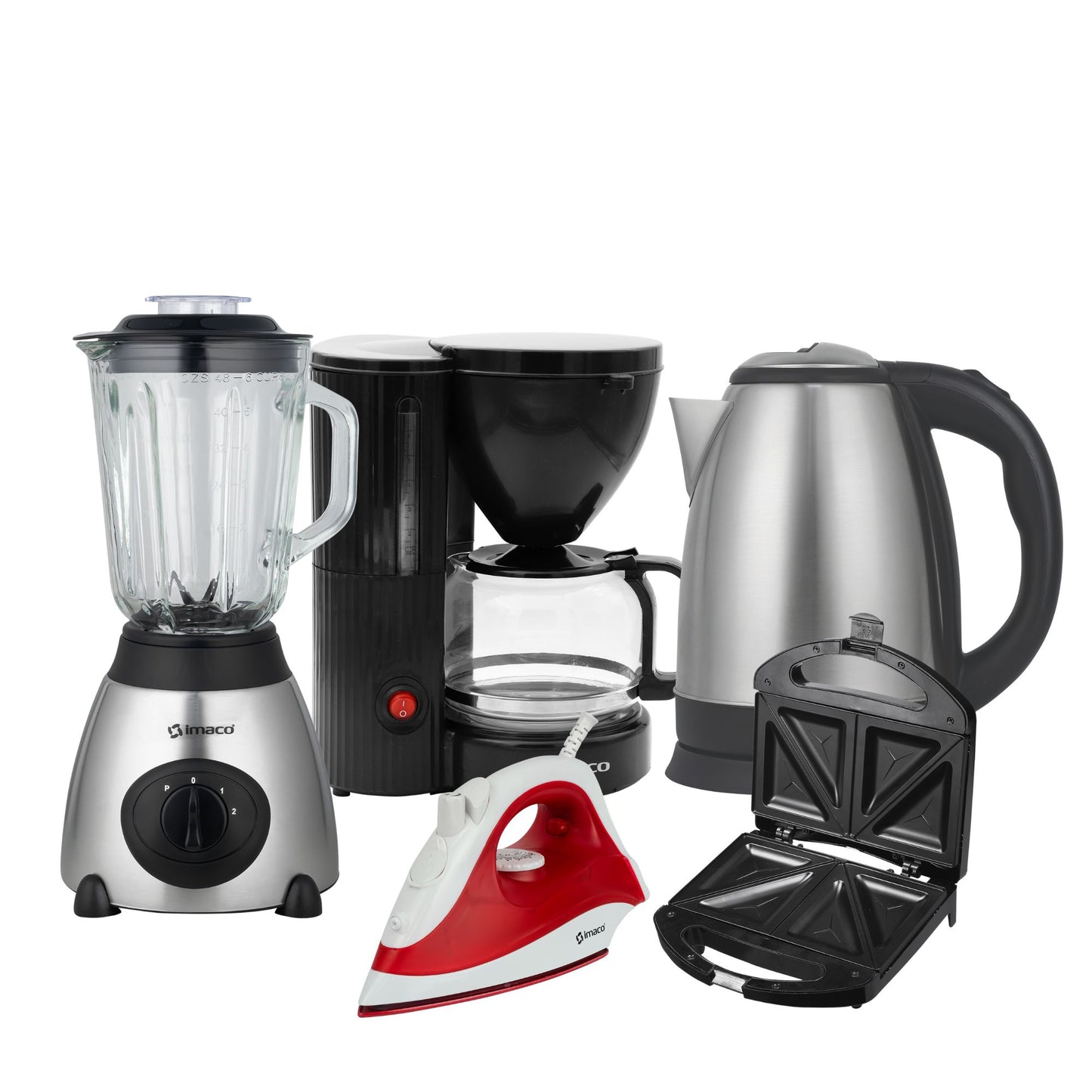 Pentacombo Licuadora + Cafetera + Hervidor + Sandwichera + Plancha Imaco