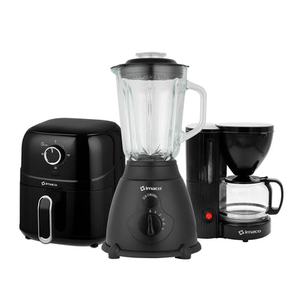 Tricombo Licuadora 1.5lt BLS509N + Freidora 2lt + Cafetera 6 tazas Imaco