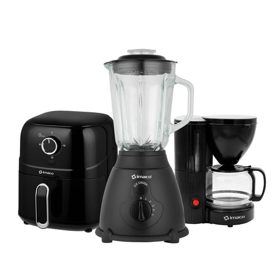 Tricombo Licuadora 1.5lt BLS509N + Freidora 2lt + Cafetera 6 tazas Imaco