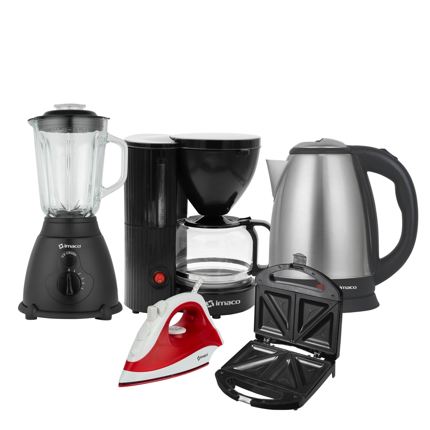 Pentacombo Licuadora + Cafetera + Hervidor + Sandwichera + Plancha Imaco
