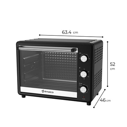 Horno eléctrico negro 55 litros c/rosticero HEB55R Imaco