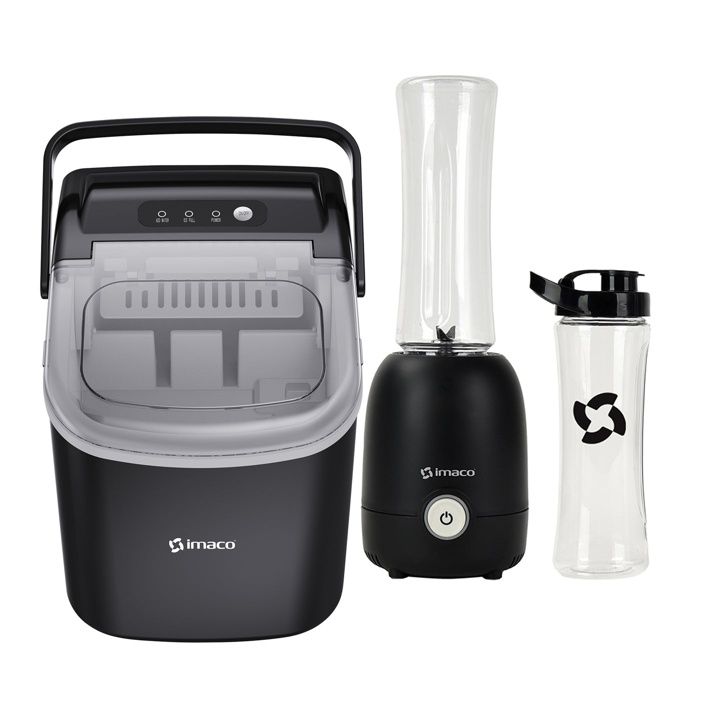 Combo maquina Hacer Hielo + Licuadora personal 600ml c/vaso to-go quick mix Imaco