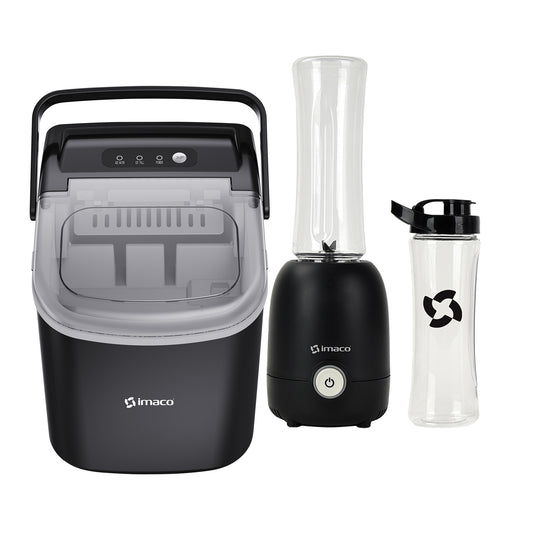 Combo maquina Hacer Hielo + Licuadora personal 600ml c/vaso to-go quick mix Imaco