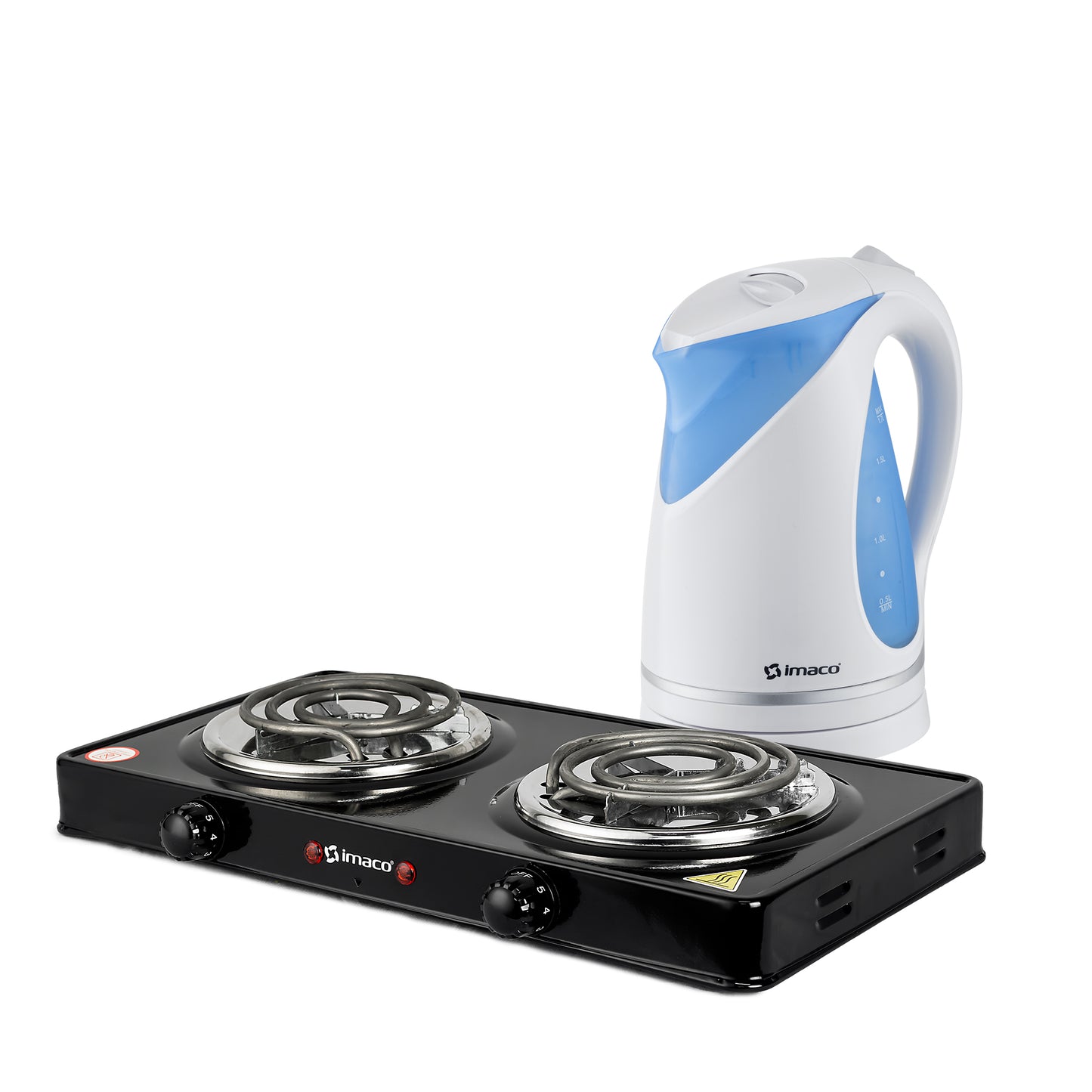 Combo cocina electrica 2 hornillas + hervidor 1.7 litros Imaco
