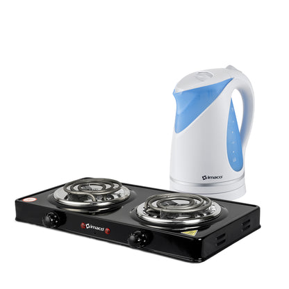 Combo cocina electrica 2 hornillas + hervidor 1.7 litros Imaco