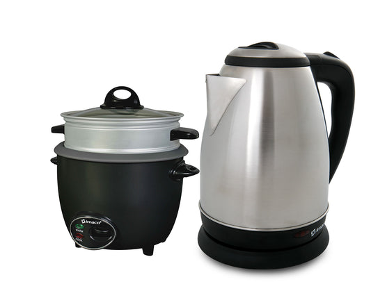 Combo Olla arrocera 1.2 litros + Hervidor metálico 1.8 litros KE1801 Imaco