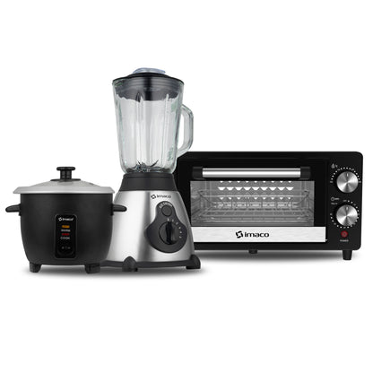 Combo horno eléctrico 10lts + Olla arrocera 0.6lts + licuadora 1.5Lts